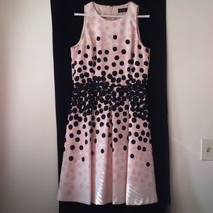 Tahari pink with black polka dress
